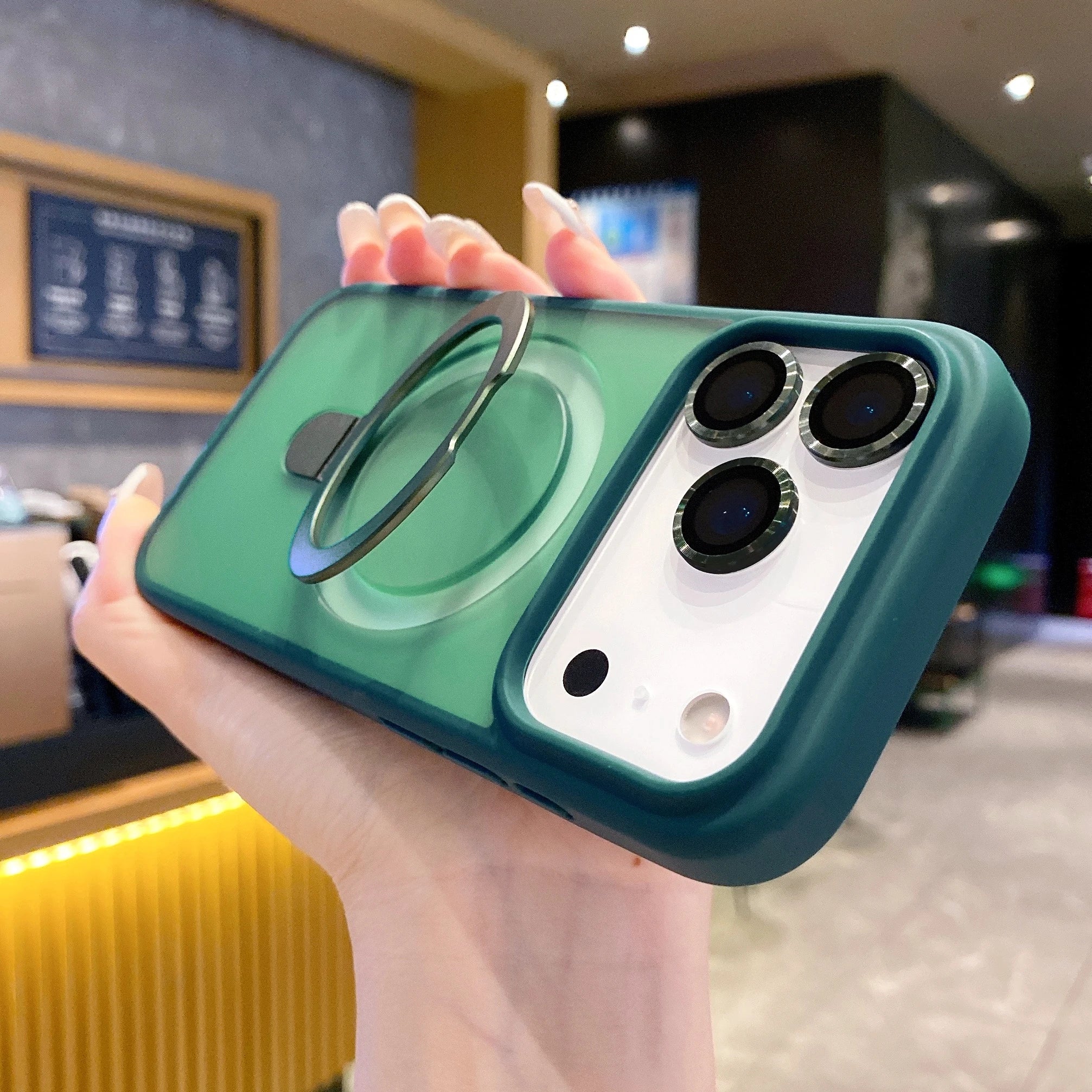 Luxury Magnetic Shockproof Case For iPhone 17Air 16 15 14 Plus 13 12 11 17 Pro Max For Magsafe Stand Glass Lens Protector Cover