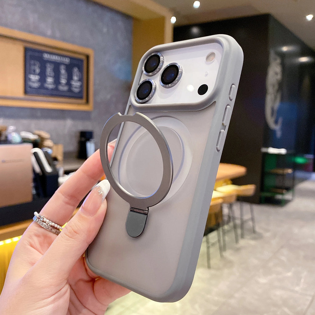 Luxury Magnetic Shockproof Case For iPhone 17Air 16 15 14 Plus 13 12 11 17 Pro Max For Magsafe Stand Glass Lens Protector Cover