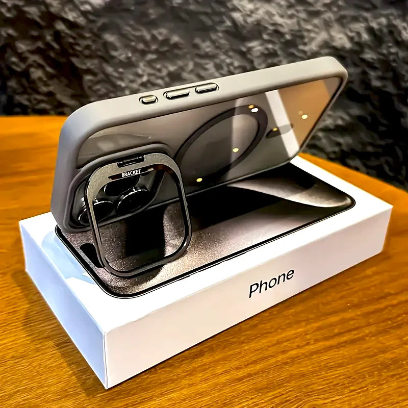 Luxury Magnetic For Magsafe Shockproof Phone Case For iPhone 11 12 13 14 15 16 17 Pro Max Plus Stand Glass Lens Protection Cover