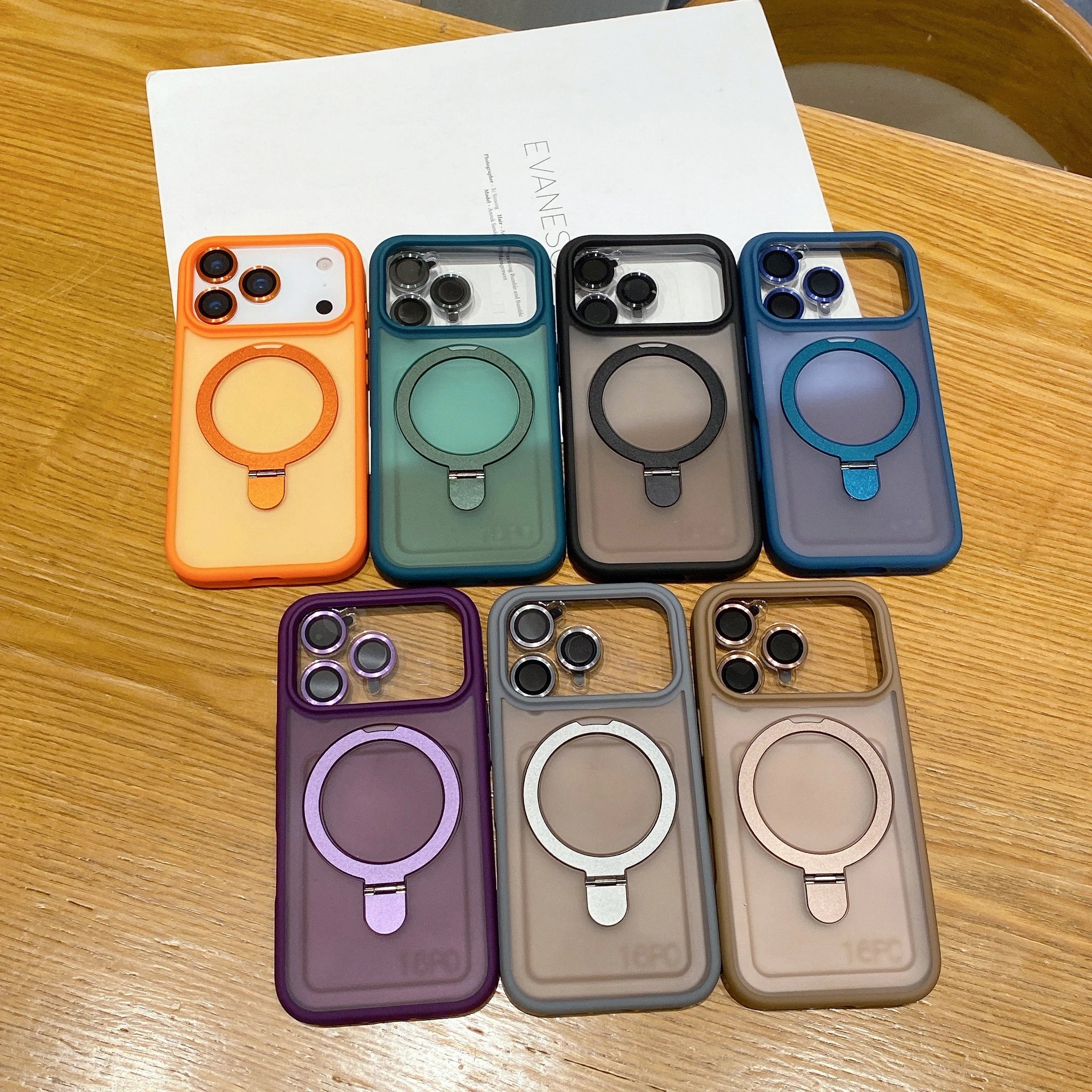 Luxury Magnetic Shockproof Case For iPhone 17Air 16 15 14 Plus 13 12 11 17 Pro Max For Magsafe Stand Glass Lens Protector Cover